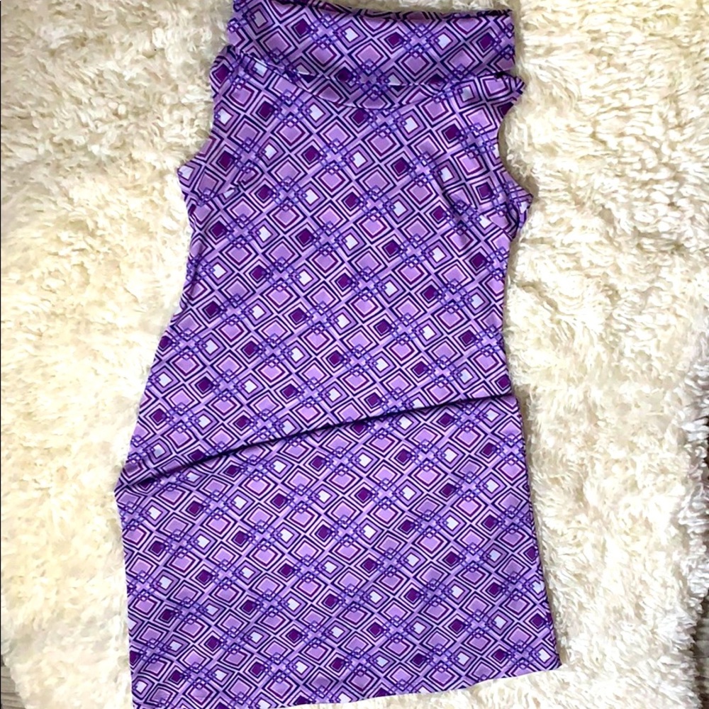 Retro Vintage Purple Polo Neck Dress